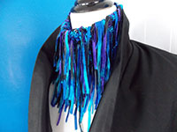 Silky blue, purple and black cowl.