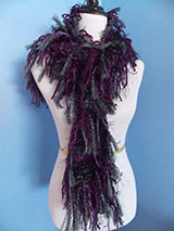 A gray, purple and black scarf.